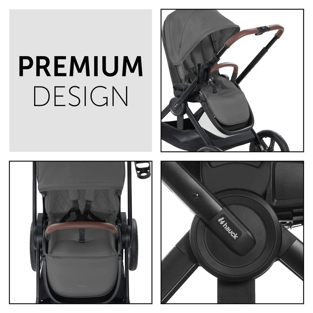 hauck Kinderwagen mit Beindecke Walk N Care ab Geburt bis 22 kg mit Liegefunktion, Becherhalter, Sitz Wendbar & Höhenverstellbar, Gummireifen, Teleskopgriff, UPF 50+, Zusammenklappbar (Dark Navy Blue9