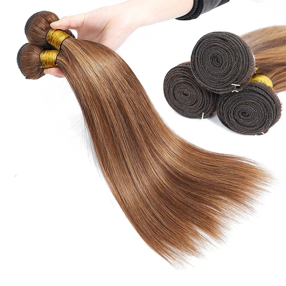 Fasci di capelli lisci brasiliani LavishBeauty con mèches P4-27 e frontal HD