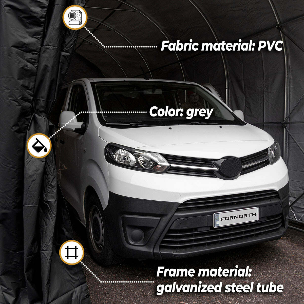 Fornorth Zeltgarage 4x8m, schwarz