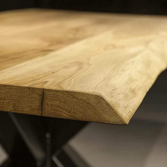 Serie MAXIM | Tavolo in legno massello con bordo naturale - Rovere - incl. gambe a X - diverse dimensioni e colori | Lunghezza: 160 - 300 cm | Larghezza: 90 - 100 cm