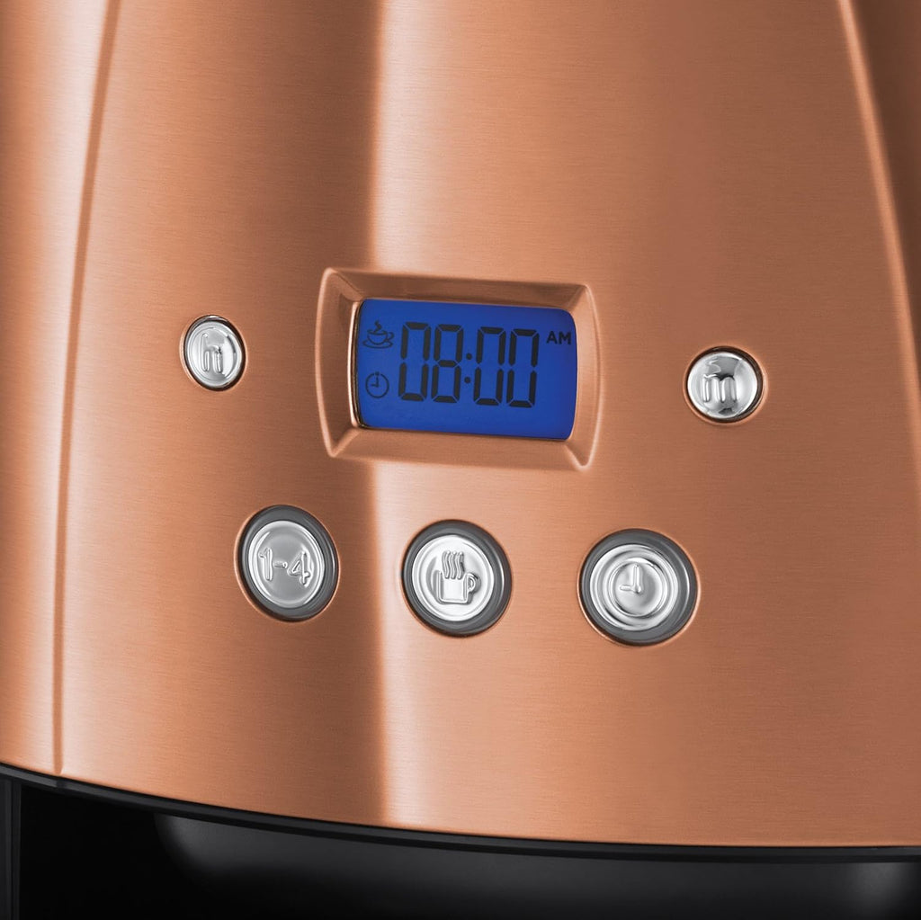 Russell Hobbs Tostapane [per 2 fette] Luna Acciaio Inossidabile Rame (fessure extra large, include supporto per panini, 6 livelli di doratura + funzione scongelamento e riscaldamento, 1550W) 24290-56