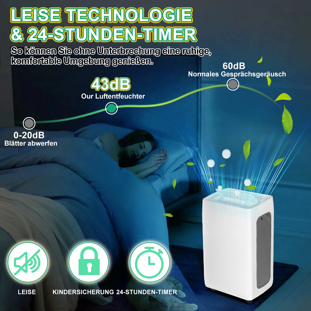 Sonnewelt Luftentfeuchter 26L mit Timerfunktion, Wschetrockungsfunktion, Abtaufunktion