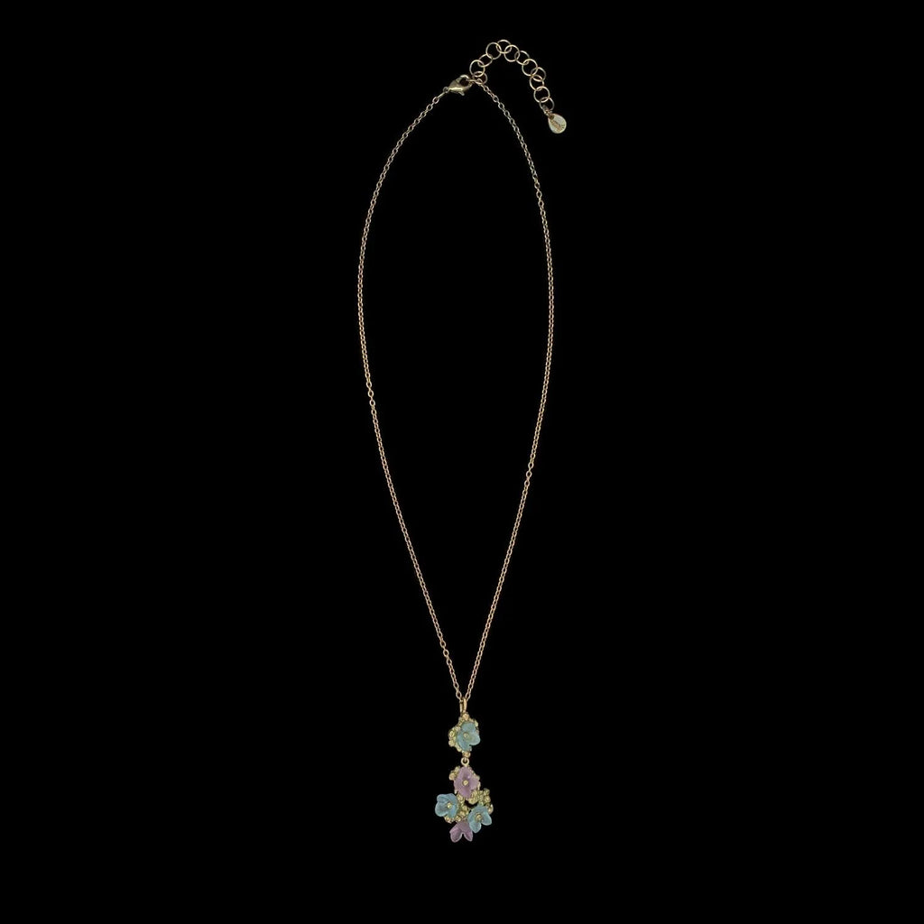 Collana con Ortensia Blu e Ciondolo - Fiori Delicati