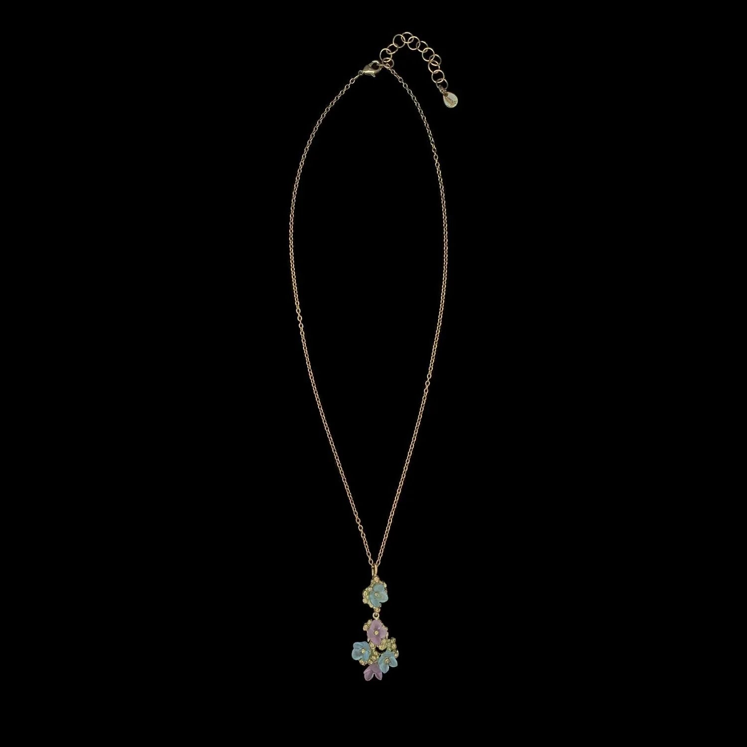 Collana con Ortensia Blu e Ciondolo - Fiori Delicati