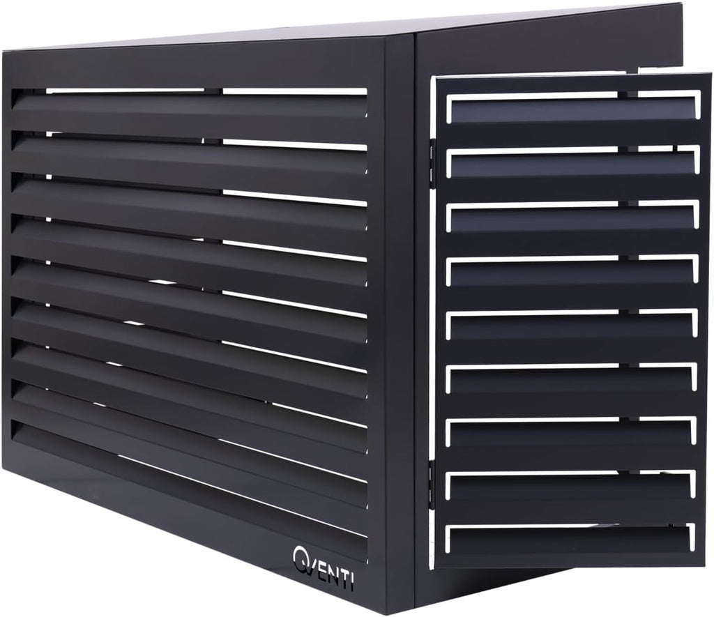 Copertura Qventi per condizionatore - Antracite/Grigio - Alluminio - Griglia di protezione - Rivestimento - Facile montaggio - Taglia S - Dimensioni esterne (LxPxH): 100 x 50 x 75 cm