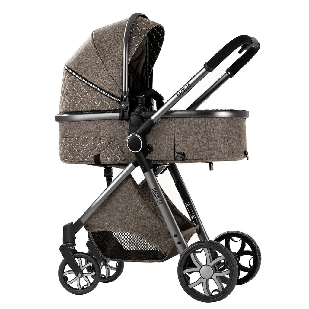 Sianldcone Passeggino 3 in 1, Set Passeggino con Tessuti di Alta Qualità, Sistemi di Viaggio con Spinta Reversibile, Passeggino Combinato a Vista Aperta Set Completo 3 in 1 (V9 Cachi)