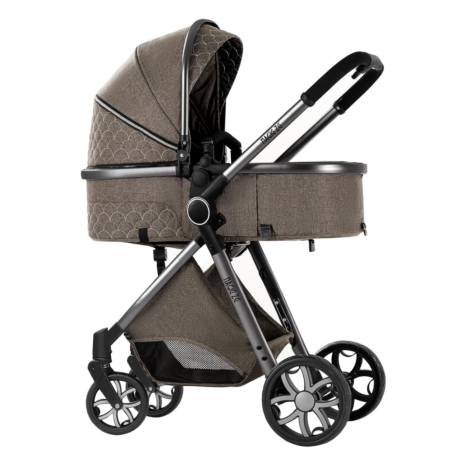Sianldcone Passeggino 3 in 1, Set Passeggino con Tessuti di Alta Qualità, Sistemi di Viaggio con Spinta Reversibile, Passeggino Combinato a Vista Aperta Set Completo 3 in 1 (V9 Cachi)