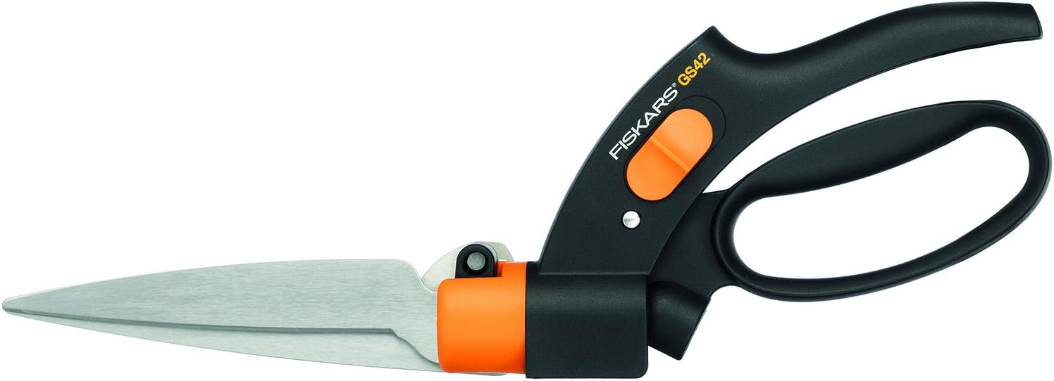 Fiskars Spindelmher, Rasenmher mit berührungslosem Schneidesystem, Schnittbreite: 43 cm, StaySharp Plus, Schwarz/Orange/Silber, 1015649