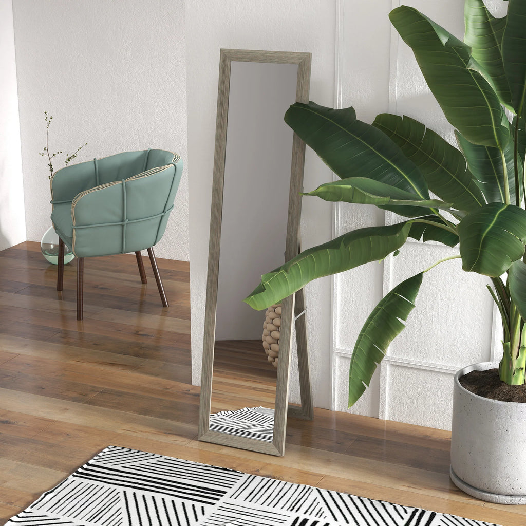 HOMCOM Specchio a figura intera, in legno, stile rustico, da parete