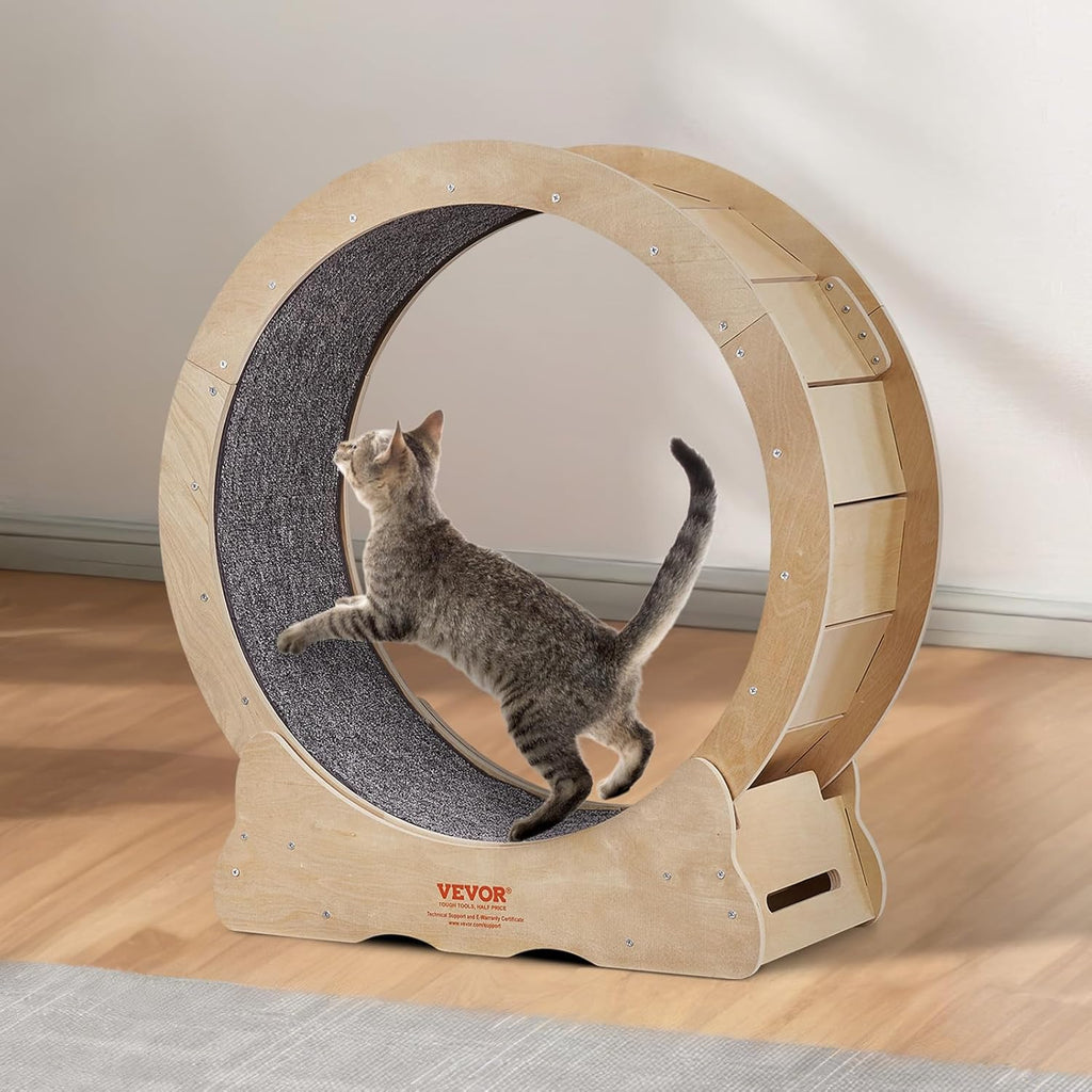 VEVOR Katzenlaufrad 1320x340x1415mm Laufrad Katzen aus Birken-& Pappelsperrholz Katzenrad Geruscharm Abnehmbare Innenmatte Cat Wheel Geeignet für Katzen mit einem Gewicht von 8kg bis 14kg