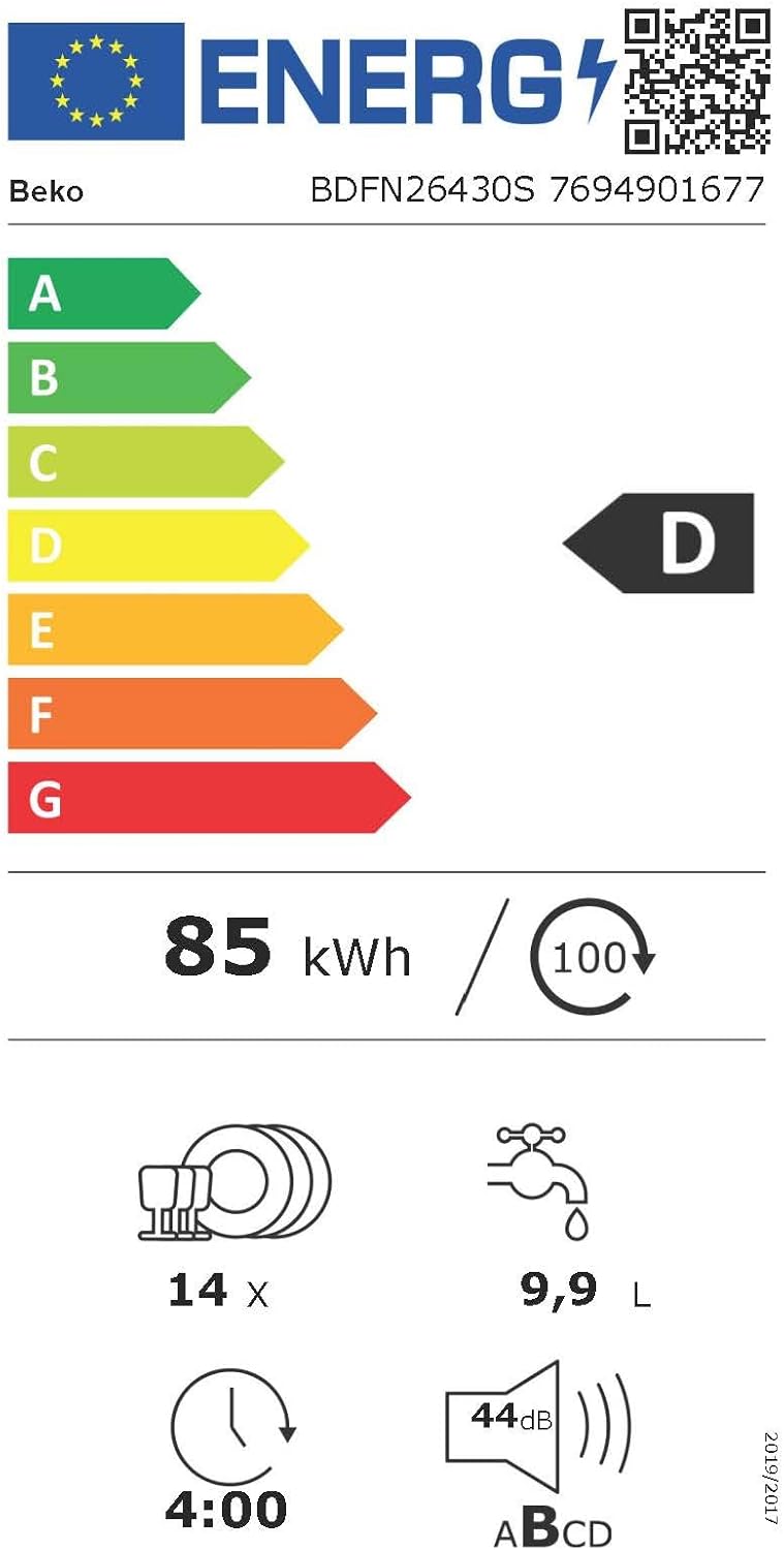 Beko BDFN26420W b300 Lavastoviglie a libera installazione, integrabile, 14 coperti, Motore ProSmart Inverter, TrayWash, HygieneIntense, 6 programmi, WaterSafe+, Bianco