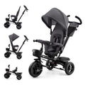 Kinderkraft AVEO Dreirad ab 9 Monate bis 25 kg, Kinderdreirad mit schubstange, Kompakte zusammenklappen, drehbarer Sitz, ausklappbarem Verdeck mit sonnenschutz, Getränkehalter korb im set, Rosa