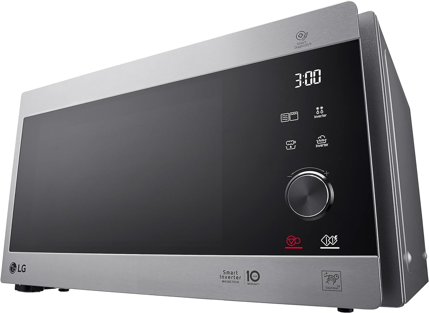 LG MS2595CIS Forno a microonde con tecnologia Smart Inverter, capacità 25 litri, 1000 W, programmi automatici, livelli di potenza regolabili e funzione EasyClean, argento