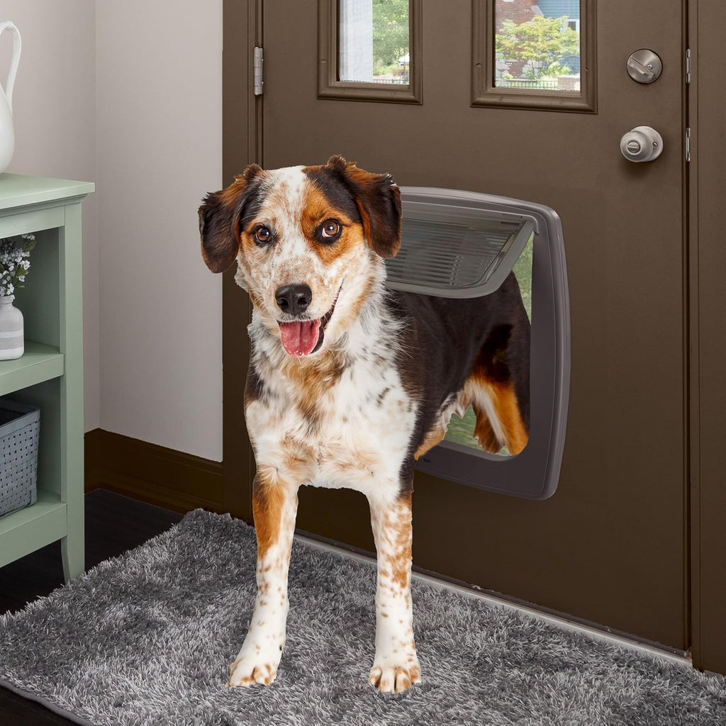 Ferplast Gattaiola per Cani di Taglia Media, Gattaiola per Gatti, Sportello per Animali Domestici a 4 Vie con Ingresso e Uscita Controllabili, con Protezione dalle Correnti d'Aria, Tunnel Completo, Sportello per Cani Swing 11, Grigio