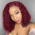 Parrucche bob ad onda profonda in 99J bordeaux per donne di colore