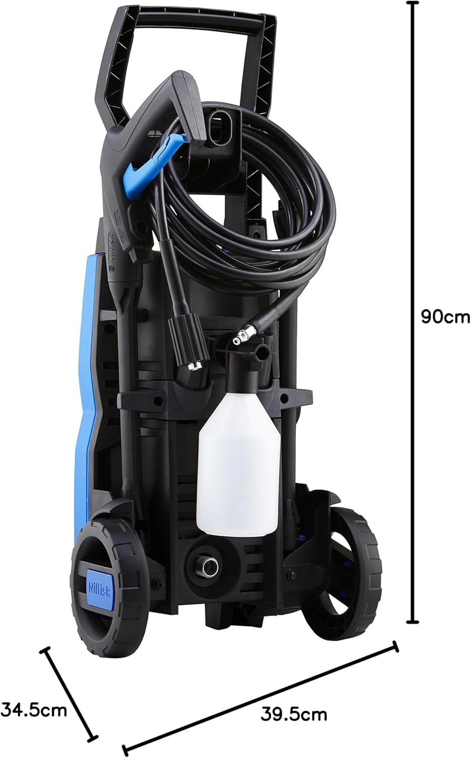 Nilfisk C 110.7 Bar Hochdruckreiniger + Schaumsprüher + Kompakt-Flächenreiniger + Bürste - Mini-Druckreiniger für Außenbereiche und Autos (1400 W)