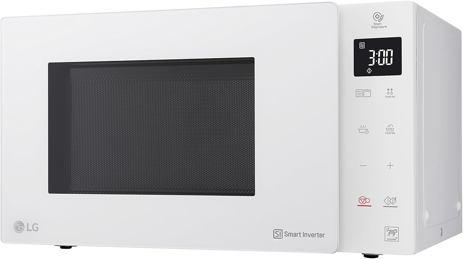 Microonde LG MH6535GIS con tecnologia Inverter e grill al quarzo, capacità 25 litri, 1000 W, programmi automatici, livelli di potenza regolabili per una cottura ottimale e funzione EasyClean, nero