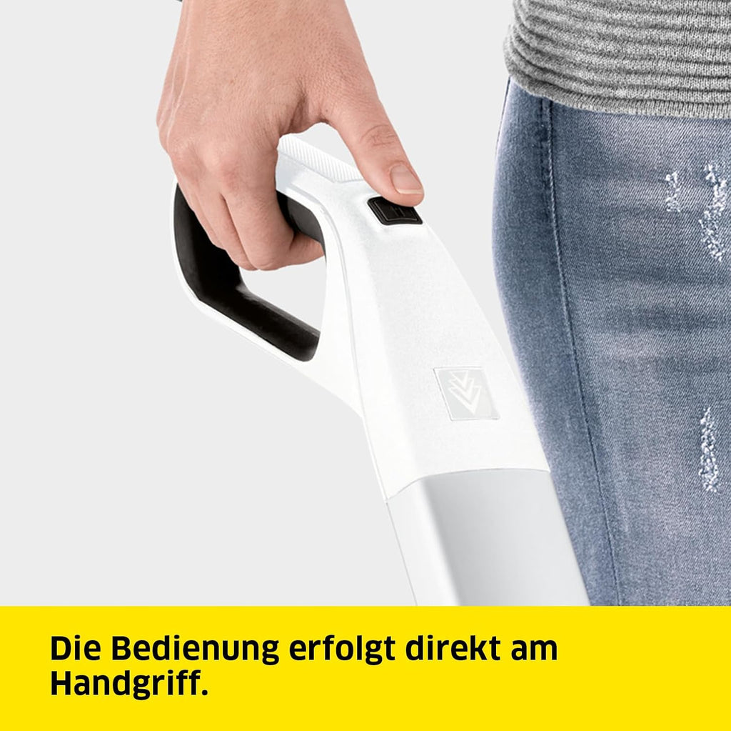 Kärcher Lavapavimenti elettrico EWM 2, lavapavimenti senza fili con 2 rulli in microfibra rotanti, durata della batteria: circa 20 min, capacità di superficie per carica della batteria: circa 60 m², bianco