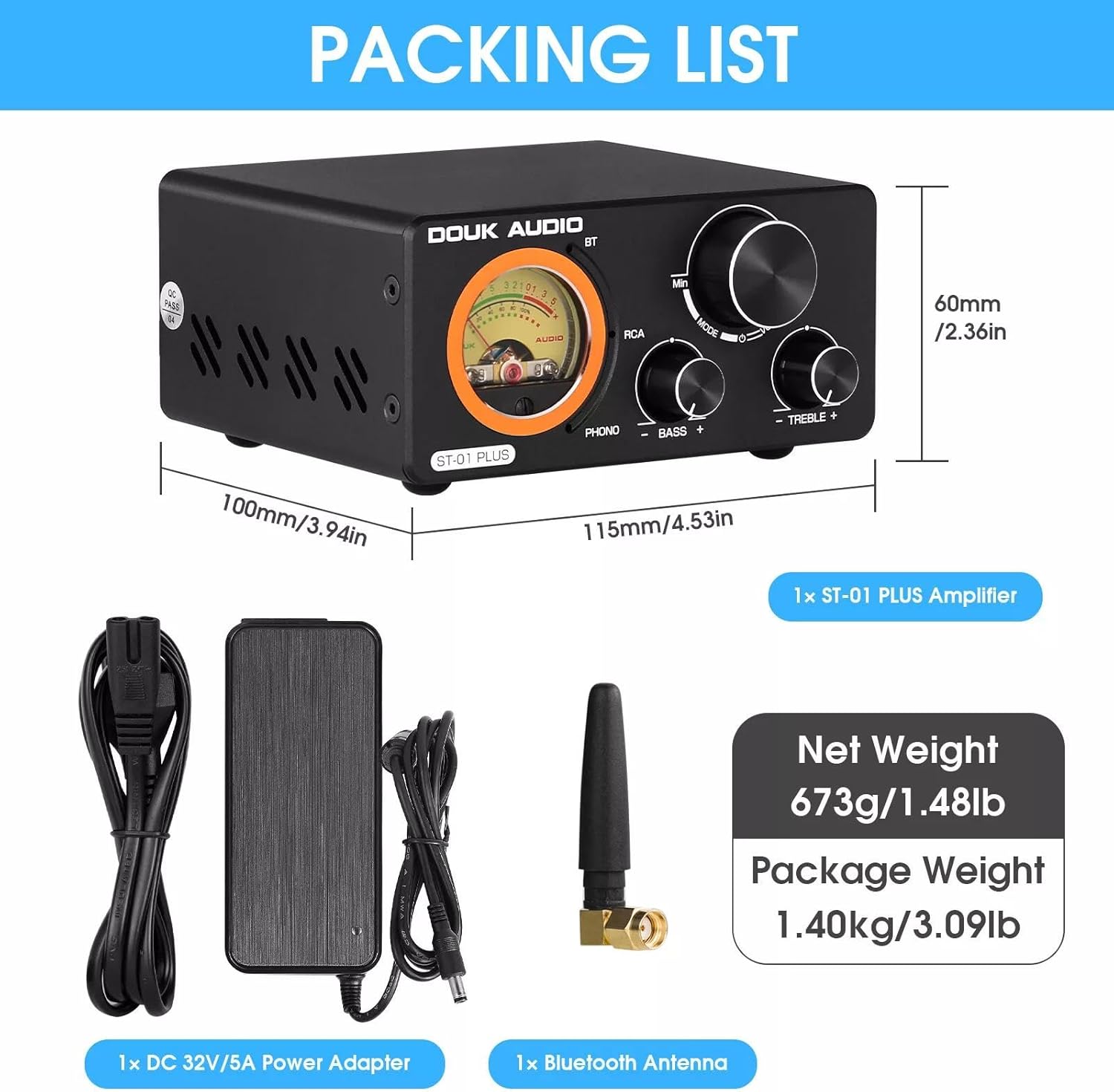 Douk Audio ST-01 PRO Amplificatore HiFi, Mini Amplificatore a Valvole da 200W con Bluetooth 5.0, VU Meter, Ingresso USB DAC Coassiale/Ottico (ST-01PRO)