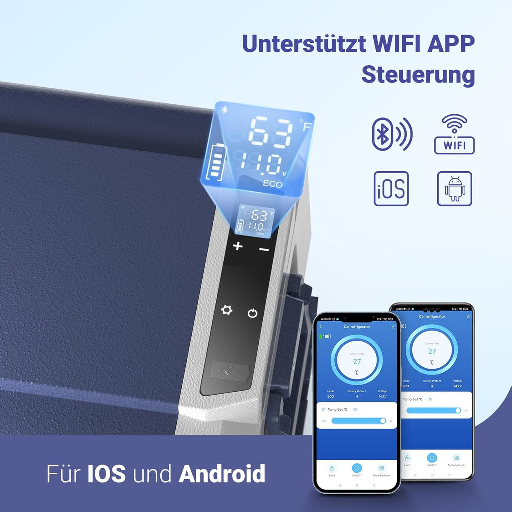 AAOBOSI Frigo Box a Compressore 36 L, Frigo Portatile per Auto con Controllo App WiFi, 12/24 V e 100-240 V, fino a -20 °C per Auto, Camion, Barca, Camper, Campeggio, Doppia Zona