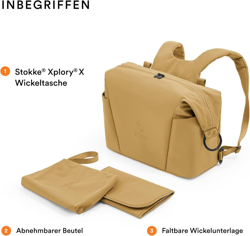 Stokke Xplory X Wickeltasche – Trageoption als Schultertasche oder Rucksack – Inklusive faltbarer Wickelunterlage & Beuteltasche – UPF 50+, wasserabweisend, leicht zu reinigen