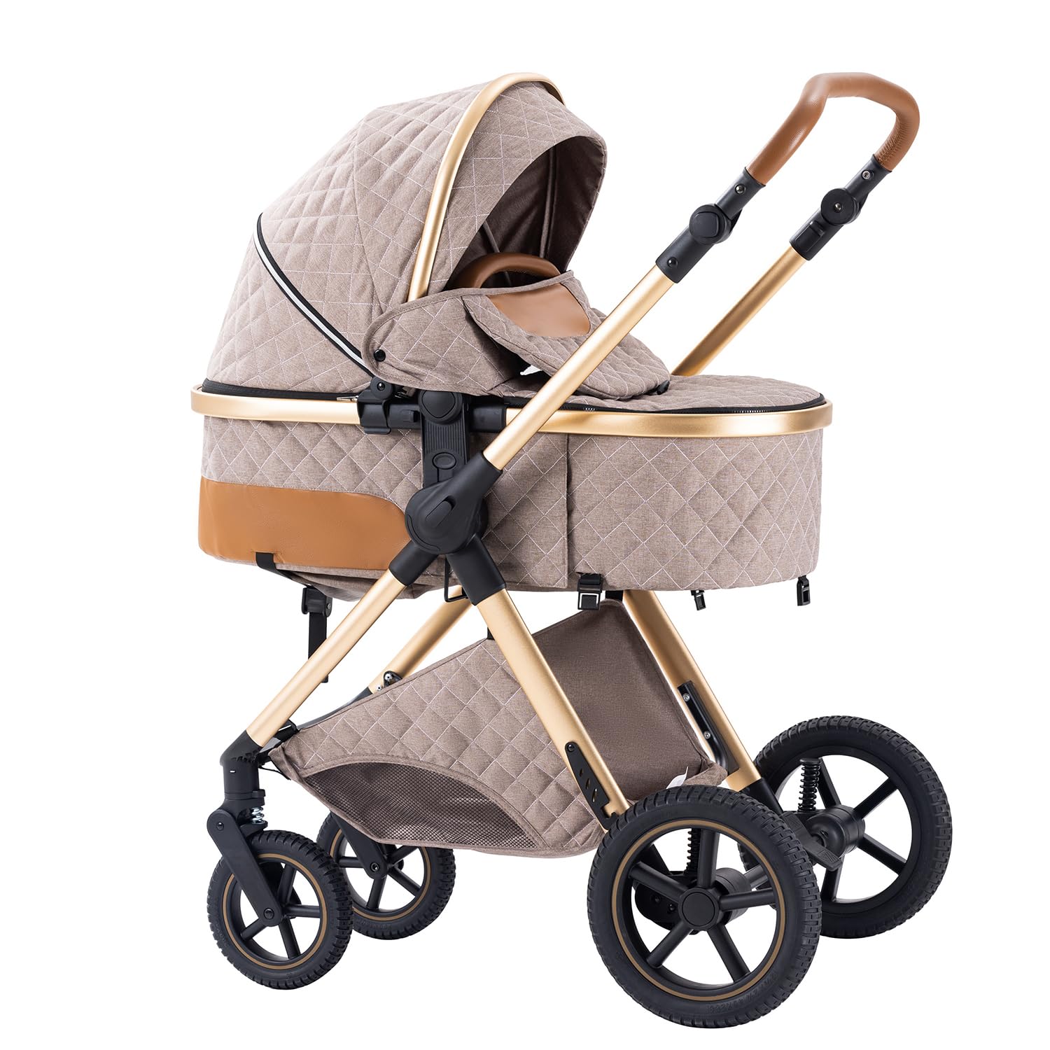 Shineey kinderwagen 3 in 1 Buggy Babybett Komplett Set Einem Klick Zusammenklappbarer Kinderwagen, 3 in 1 KombiKinderwagen Aluminiumrahmen für Neugeborene