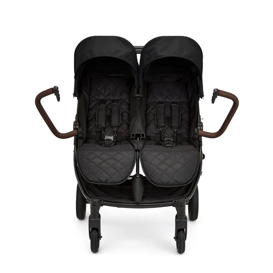 Ickle Bubba Venus Prime Passeggino Gemellare - Adatto dalla Nascita fino a 15 kg (circa 3 anni), Passeggino Gemellare Leggero Pieghevole con Coccole per Neonato, 2 Coprigambe e Parapioggia (Nero)