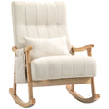 HOMCOM Sedia a Dondolo con Cuscino Lombare e Tasca Laterale Beige