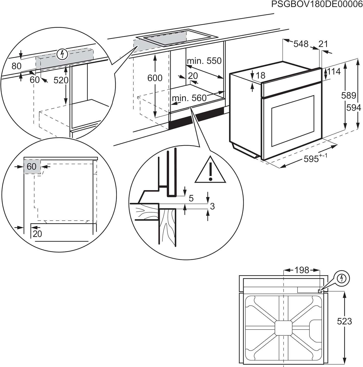 AEG Forno da incasso – Serie 5 AirFry: Risultati di cottura uniformi su 3 livelli – Pulizia Pirolitica – 25 Programmi automatici – Display touch LED – Riscaldamento rapido – Nero – BPE53516AB
