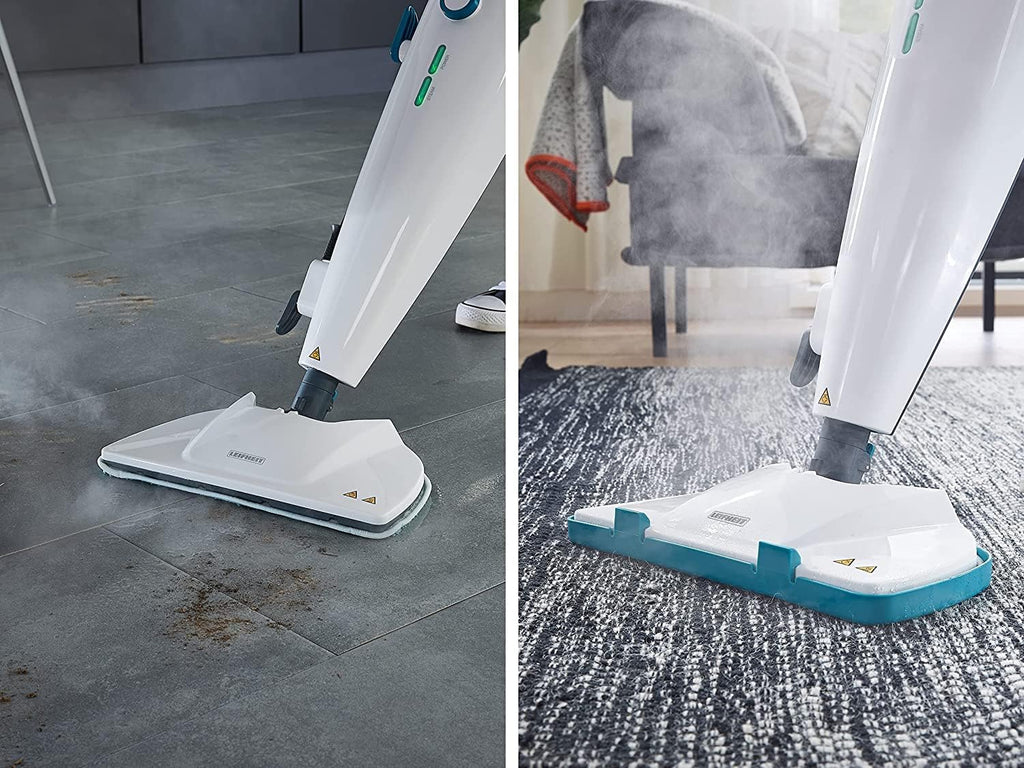 Leifheit Pulitore a vapore CleanTenso Power 2.0 con vapore caldo contro i batteri, Mop a vapore con tempi di riscaldamento brevi e 50 minuti di autonomia, Scopa a vapore per la pulizia degli angoli, Spazzola a vapore dal design moderno