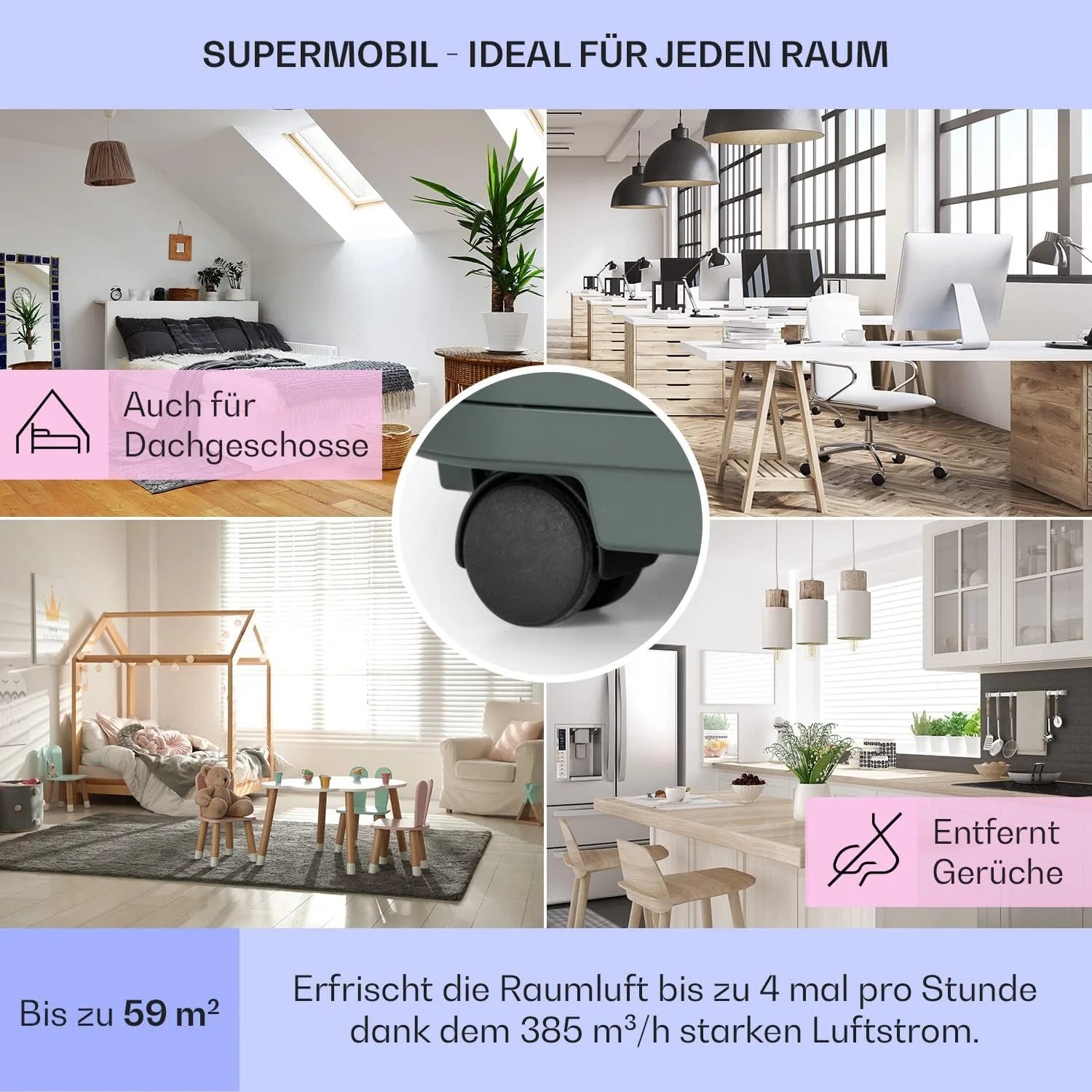 Klarstein Condizionatore Portatile 5-in-1 con Tubo di Scarico, Ventilatore, Deumidificatore, Purificatore d'Aria e Modalità Notturna, Controllo tramite App, Piccolo e Portatile, per Casa e Ufficio, 12000 BTU