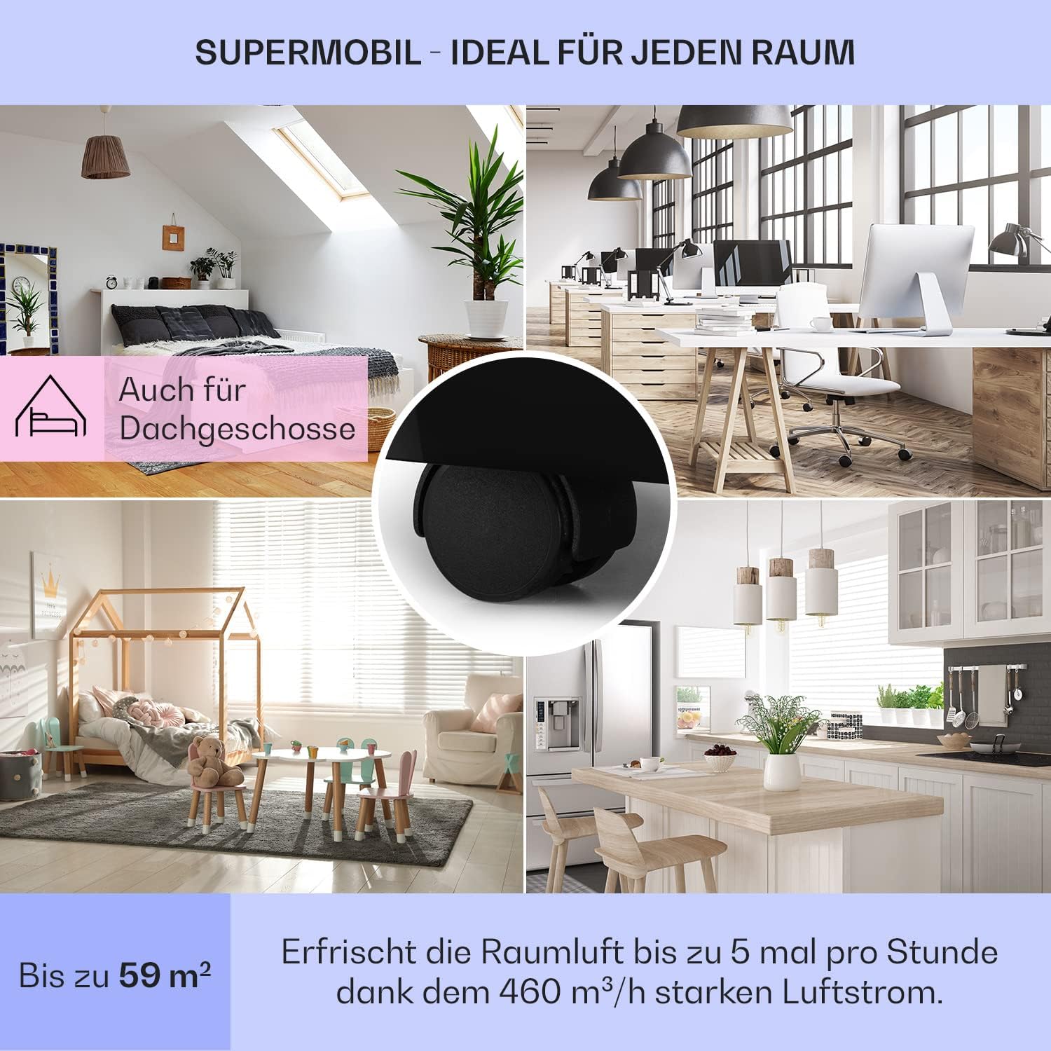 Klarstein Condizionatore Mobile con Tubo di Scarico, Climatizzatore 4 in 1, Ventilatore, Deumidificatore e Modalità Notturna, Condizionatore Piccolo e Portatile per Casa e Ufficio, Basso Consumo, 14000BTU