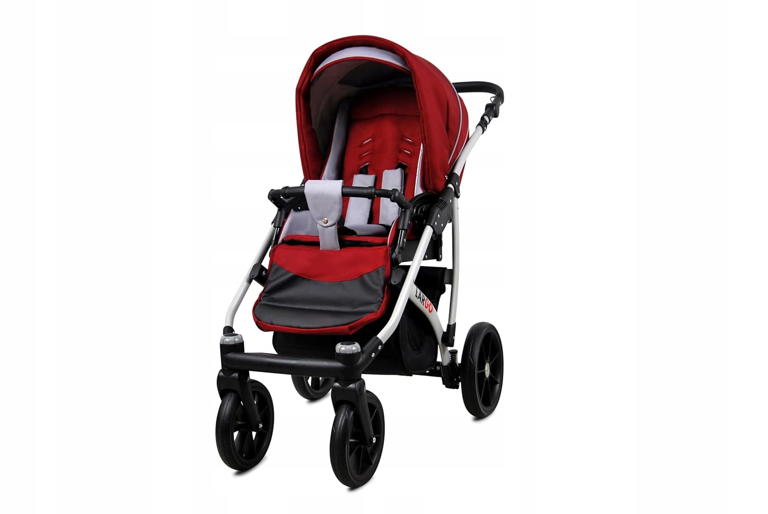 BabyLux Largo 2-in-1 Baby Kinderwagen Tief und Kinderwagen mit Zubehör Verstellbar und faltbar Aluminiumkonstruktion Wasserdicht Nicht abnehmbare Räder Brown Cream White Frame