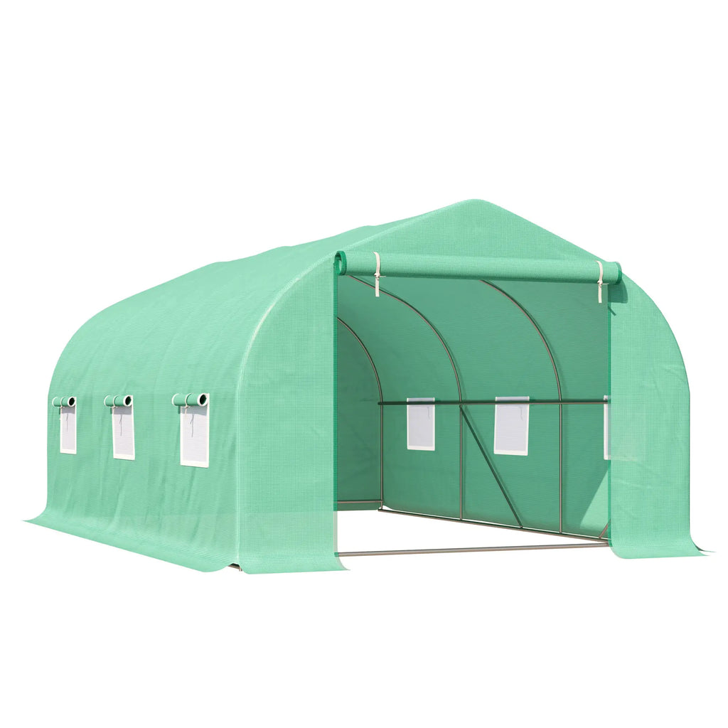 Serra a tunnel Outsunny calpestabile, resistente ai raggi UV, con porta avvolgibile