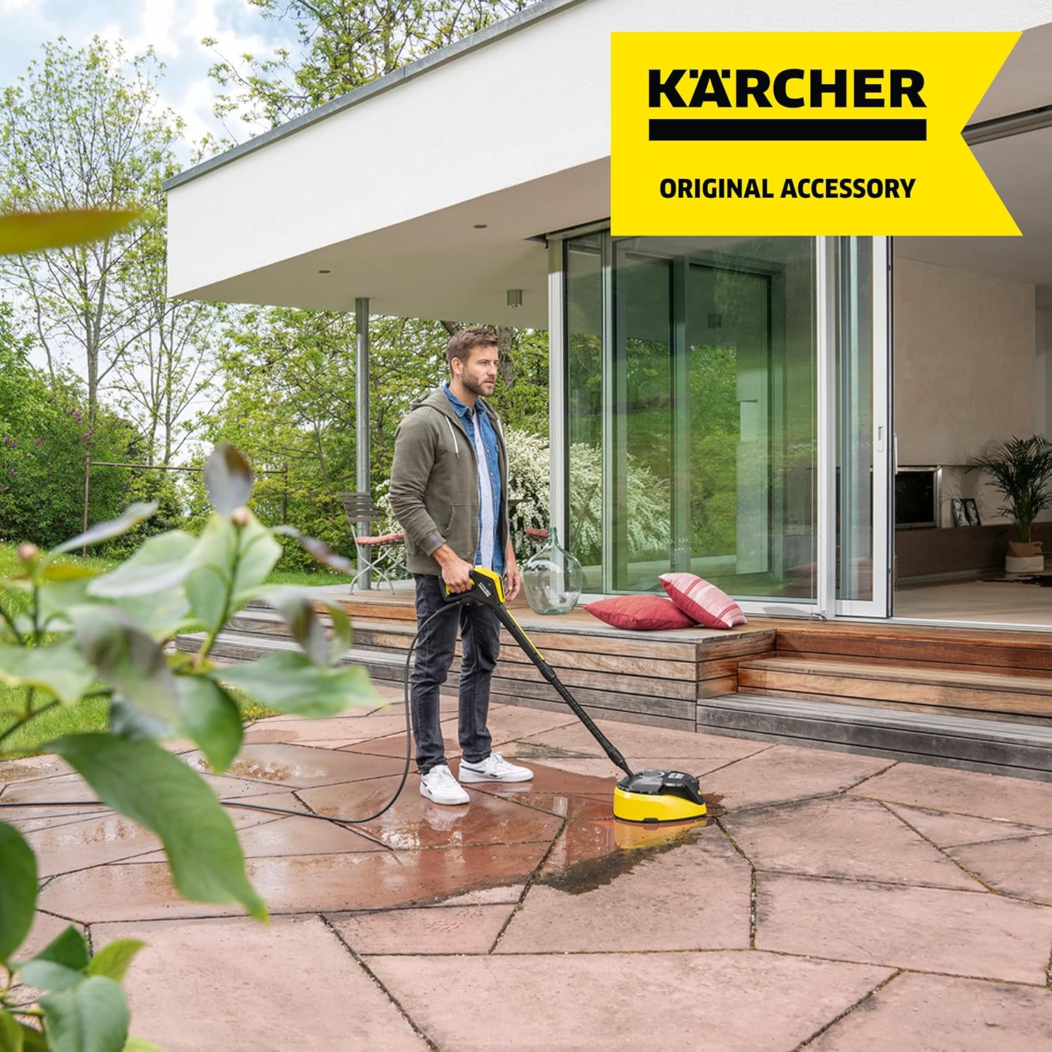 Kärcher Pulitore per superfici T-Racer T 7 Plus (protezione antispruzzo, per grandi superfici, due ugelli a getto piatto, impugnatura per lavorare in verticale, ugello Power, ugello di risciacquo)