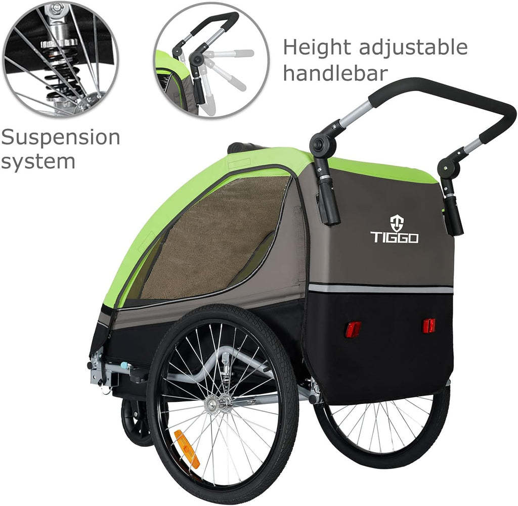 Tiggo S2 Rimorchio per Bambini con Sospensioni Jogger 2 in 1 Passeggino Bicicletta Rimorchio Girevole a 360°