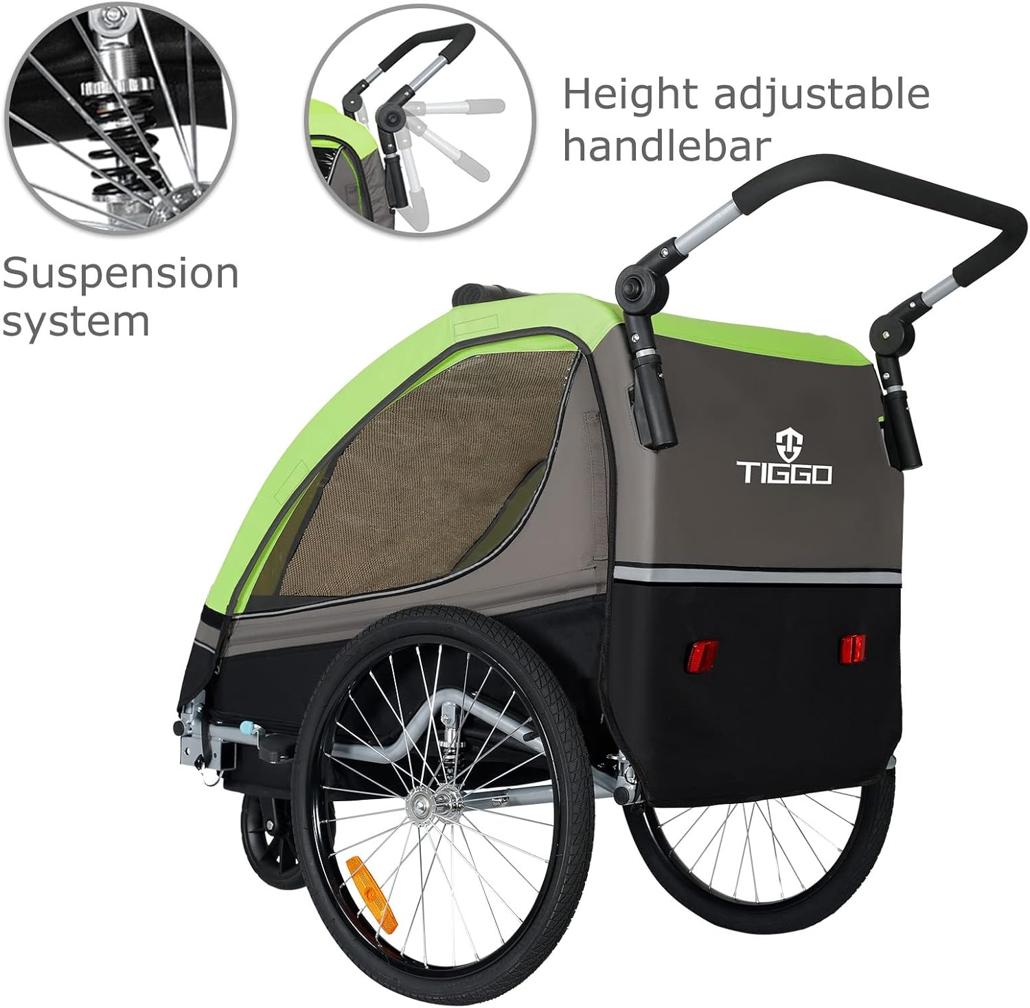 Tiggo S2 Rimorchio per Bambini con Sospensioni Jogger 2 in 1 Passeggino Bicicletta Rimorchio Girevole a 360°