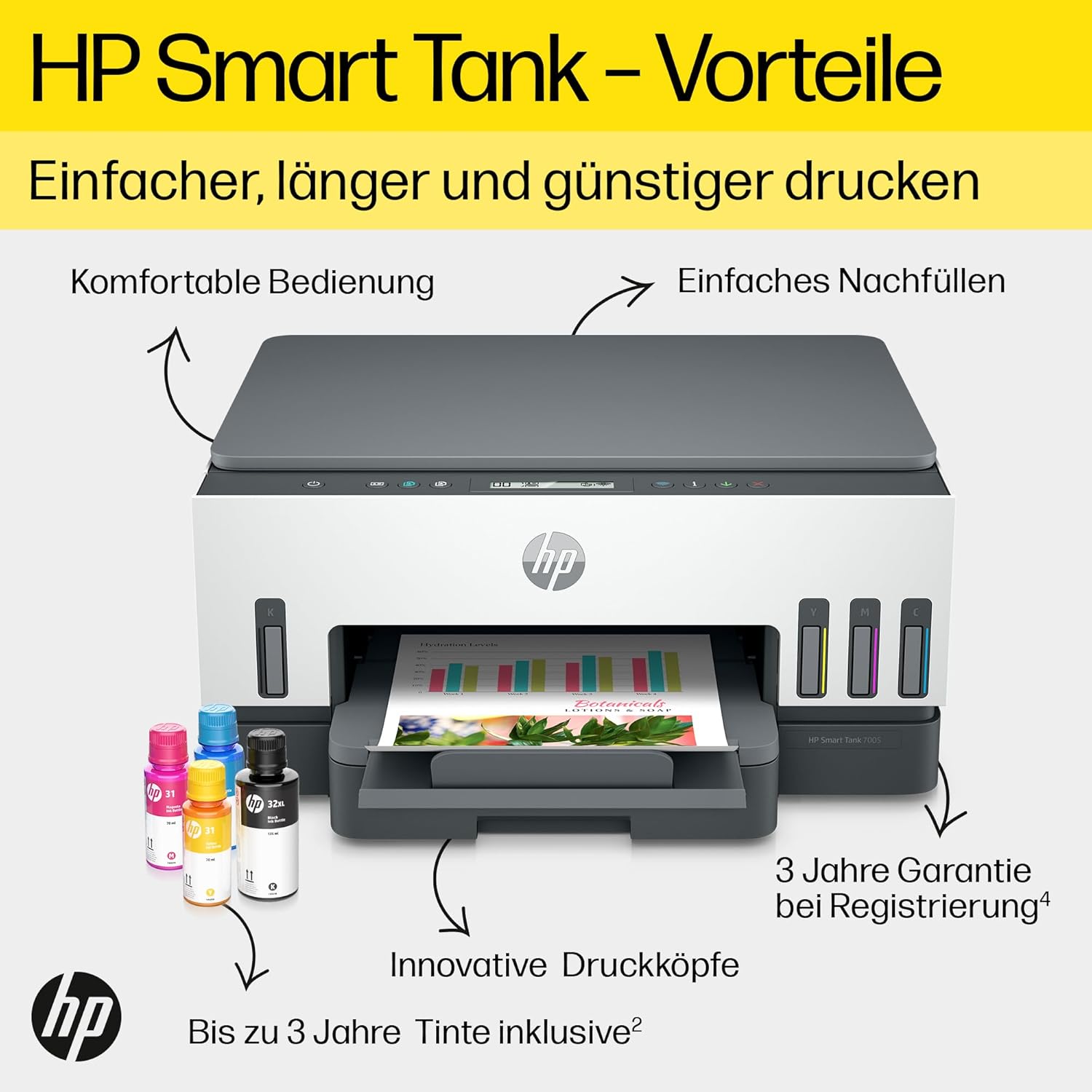 Stampante multifunzione HP Smart Tank 7605 4-in-1 (Wi-Fi; fronte/retro; ADF) – 3 anni di inchiostro incluso, 3 anni di garanzia, serbatoio inchiostro grande, alta autonomia, stampa di alta qualità
