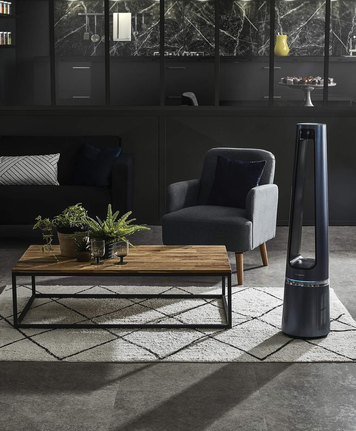 Rowenta QU5062 Eclipse Purificatore d'aria 3in1 | Termoventilatore | Ventilatore | filtra il 99,9% delle particelle | per ambienti fino a 30 m2 | riscaldamento rapido fino a 35°C | modalità automatica giorno/notte | Nero/Grigio