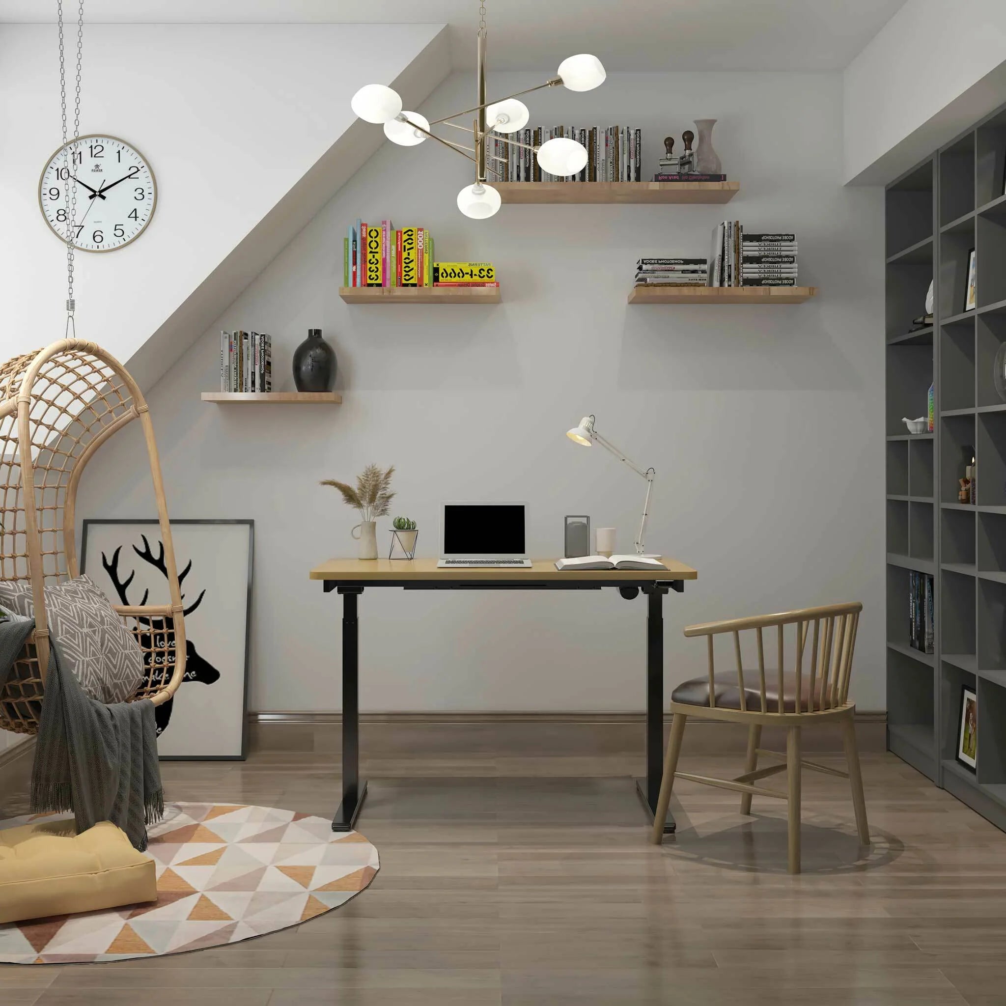 Lykke Scrivania Elettrica Regolabile in Altezza M100, nero/rovere, 120 x 60 cm