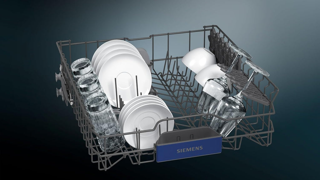 Siemens SN43ES14VE, lavastoviglie intelligente iQ300, lavastoviglie da incasso con cassetto portaposate, 60 cm, apertura automatica della porta grazie ad autoOpen dry, particolarmente silenziosa con motore iQdrive, aquaStop, acciaio inossidabile