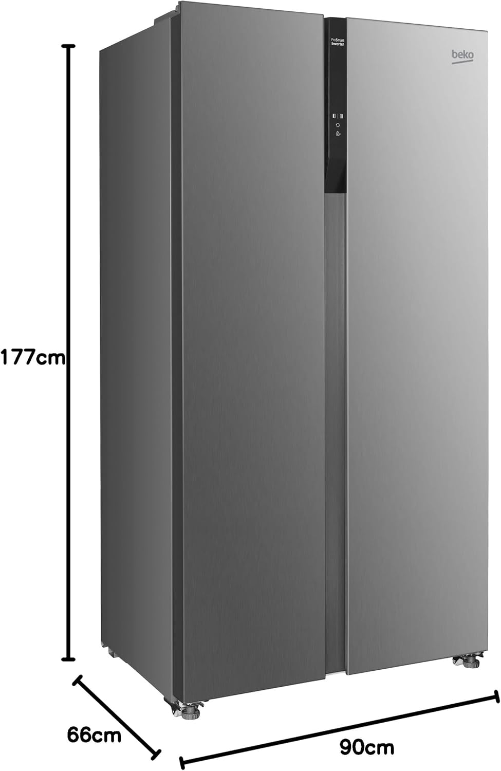 Beko GNO5322WDXPN Side-by-Side, frigorifero, congelatore, volume totale 532 l, vano frigorifero 347 litri, vano congelatore 185 litri, display multifunzione, NoFrost, dispenser acqua, acciaio inossidabile