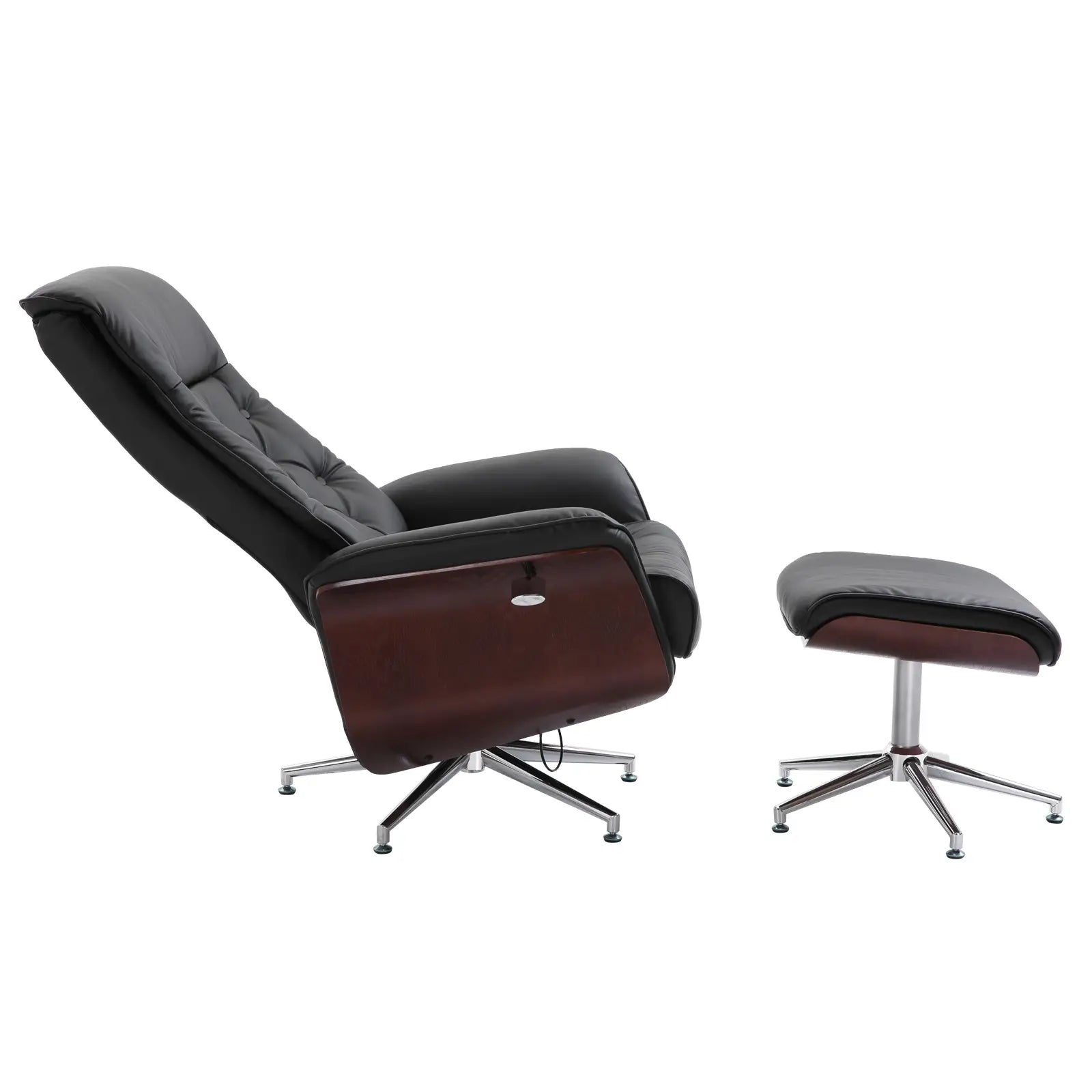 Poltrona relax HOMCOM con poggiapiedi girevole a 360°, reclinabile a 145°, stile Chesterfield