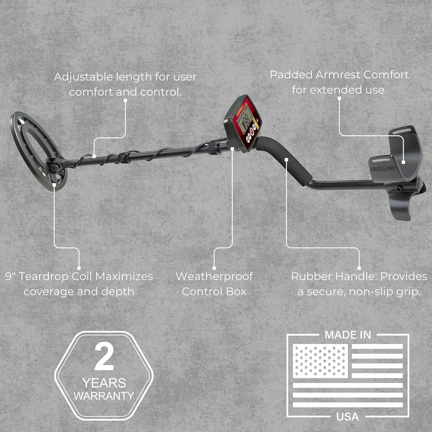 Metal detector per tutte le stagioni Fisher F22 con bobina sommergibile, nero