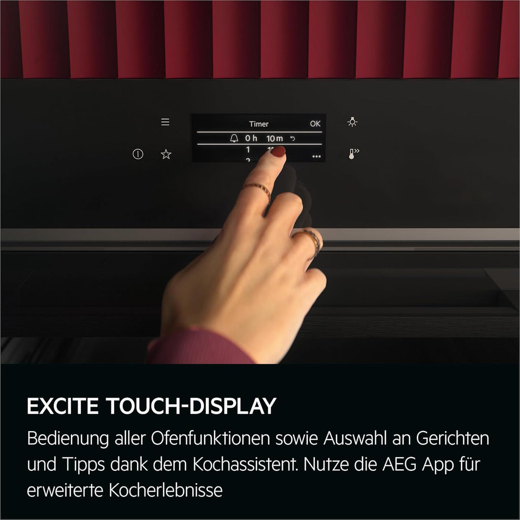 AEG Forno da incasso – Serie 5 AirFry: Risultati di cottura uniformi su 3 livelli – Pulizia Pirolitica – 25 Programmi automatici – Display touch LED – Riscaldamento rapido – Nero – BPE53516AB
