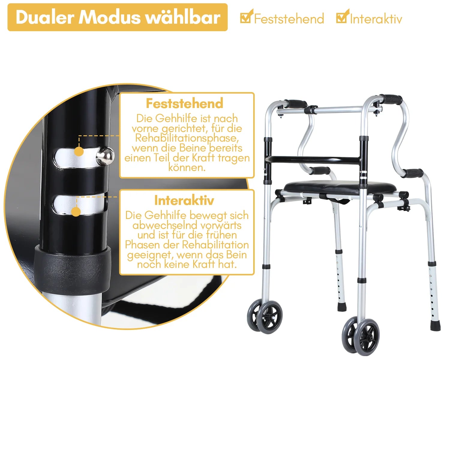 Sonnewelt Gehhilfe Leicht Rollator aus Aluminium bis 180 kg