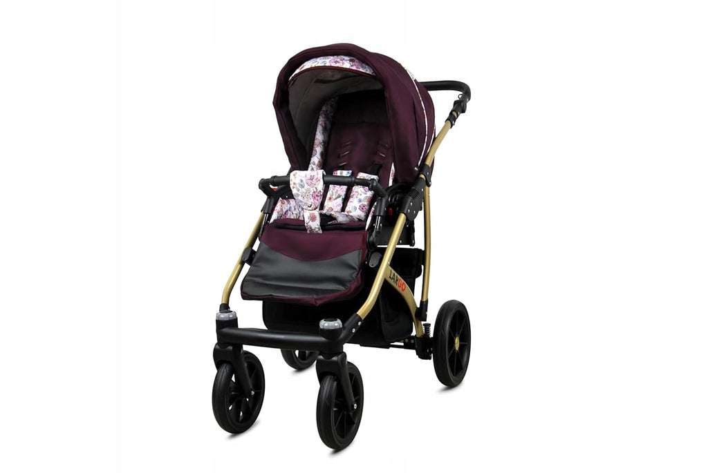 BabyLux Largo 2-in-1 Baby Kinderwagen Tief und Kinderwagen mit Zubehör Verstellbar und faltbar Aluminiumkonstruktion Wasserdicht Nicht abnehmbare Räder Brown Cream White Frame