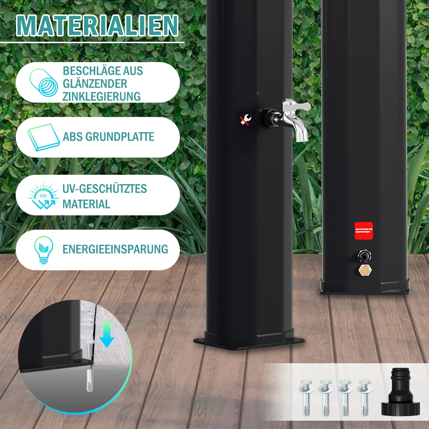 Sonnewelt Solardusche 35L Solardusche Gartendusche Inkl. Schutzhaube
