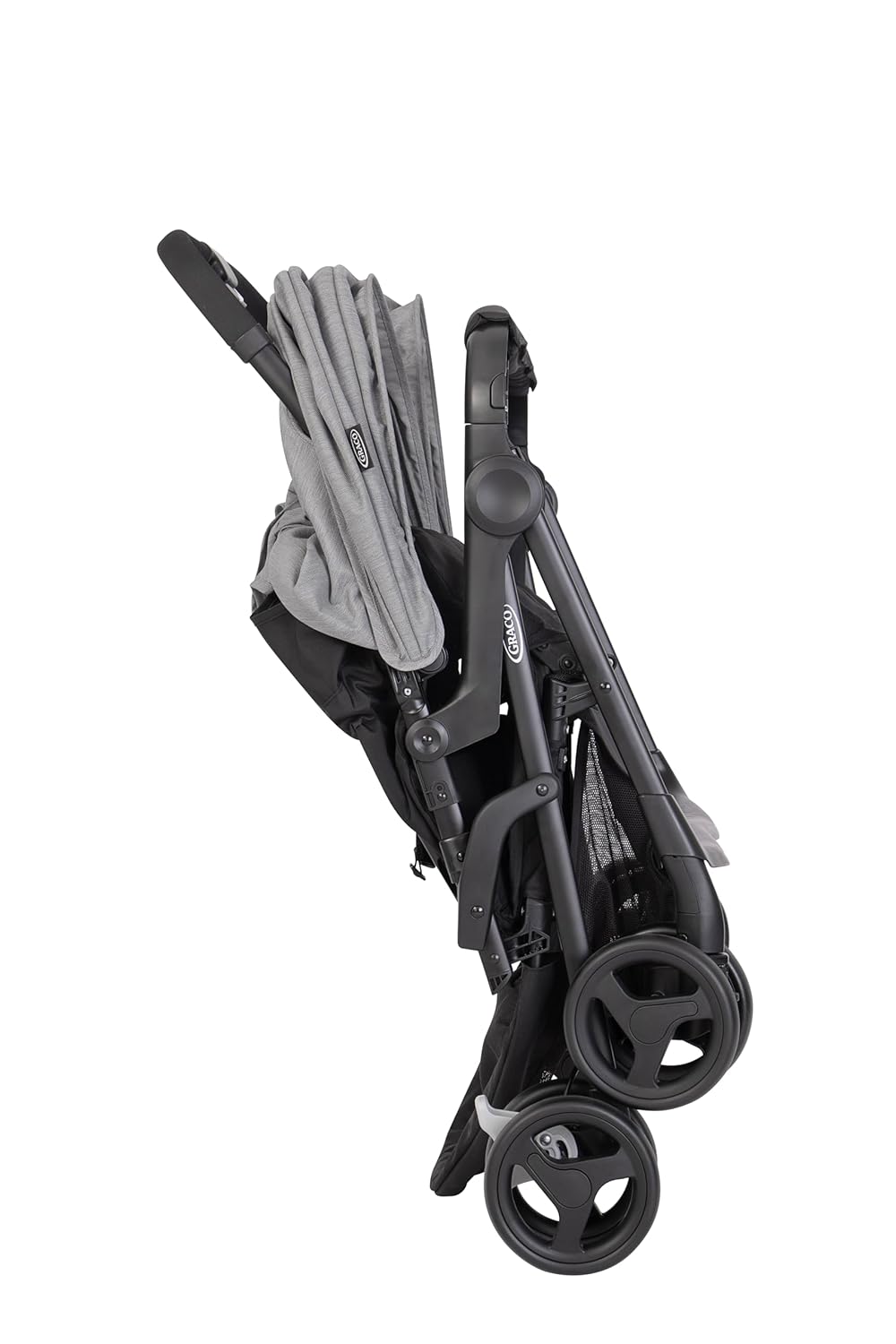 Graco DuoRider™ Doppel-Kinderwagen, Geschwisterwagen, ab Geburt bis ca. 3 Jahre (15 kg), leicht, schnell zusammenklappbar, freistehend, großer Staukorb, inkl. Regenverdeck, grau, Steeple Gray