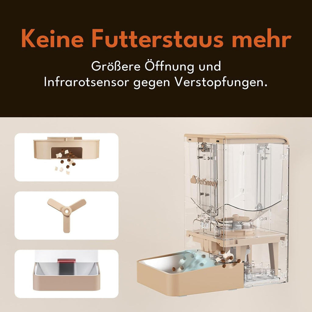 Snow+ Distributore Automatico di Cibo per Gatti, 4L Dispenser Automatico di Cibo per Gatti e Cani, Dispenser Automatico di Cibo per Gatti WiFi con Controllo APP, Doppia Alimentazione, Blocco a 3 Freschezza, 1-10 Pasti/Giorno